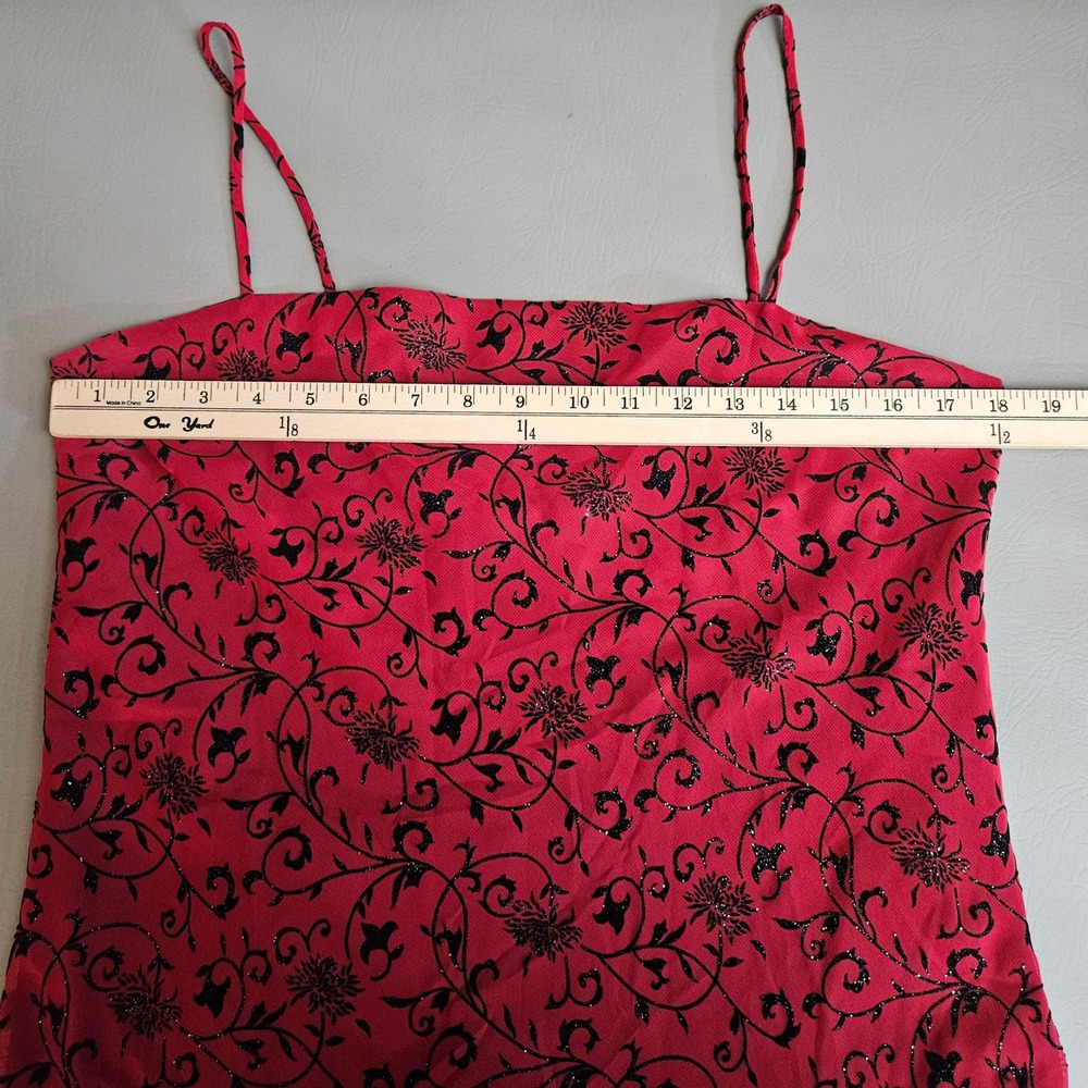 Jessica Howard Red Black Glitter Floral Dress Size 14 Y2K Whimsigoth - Picture 9 of 11